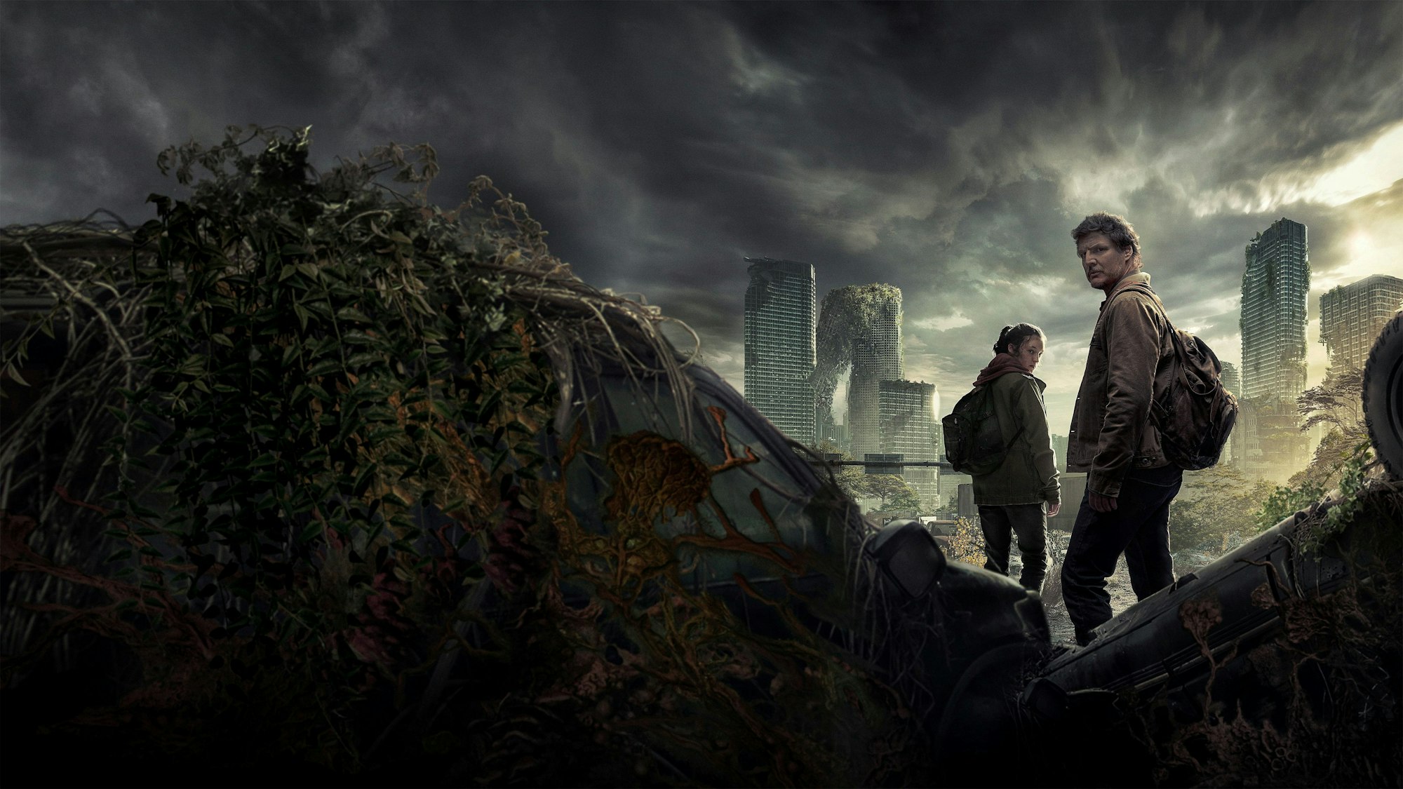Bella Ramsey (links) und Pedro Pascal in einer Szene aus „The Last of Us“