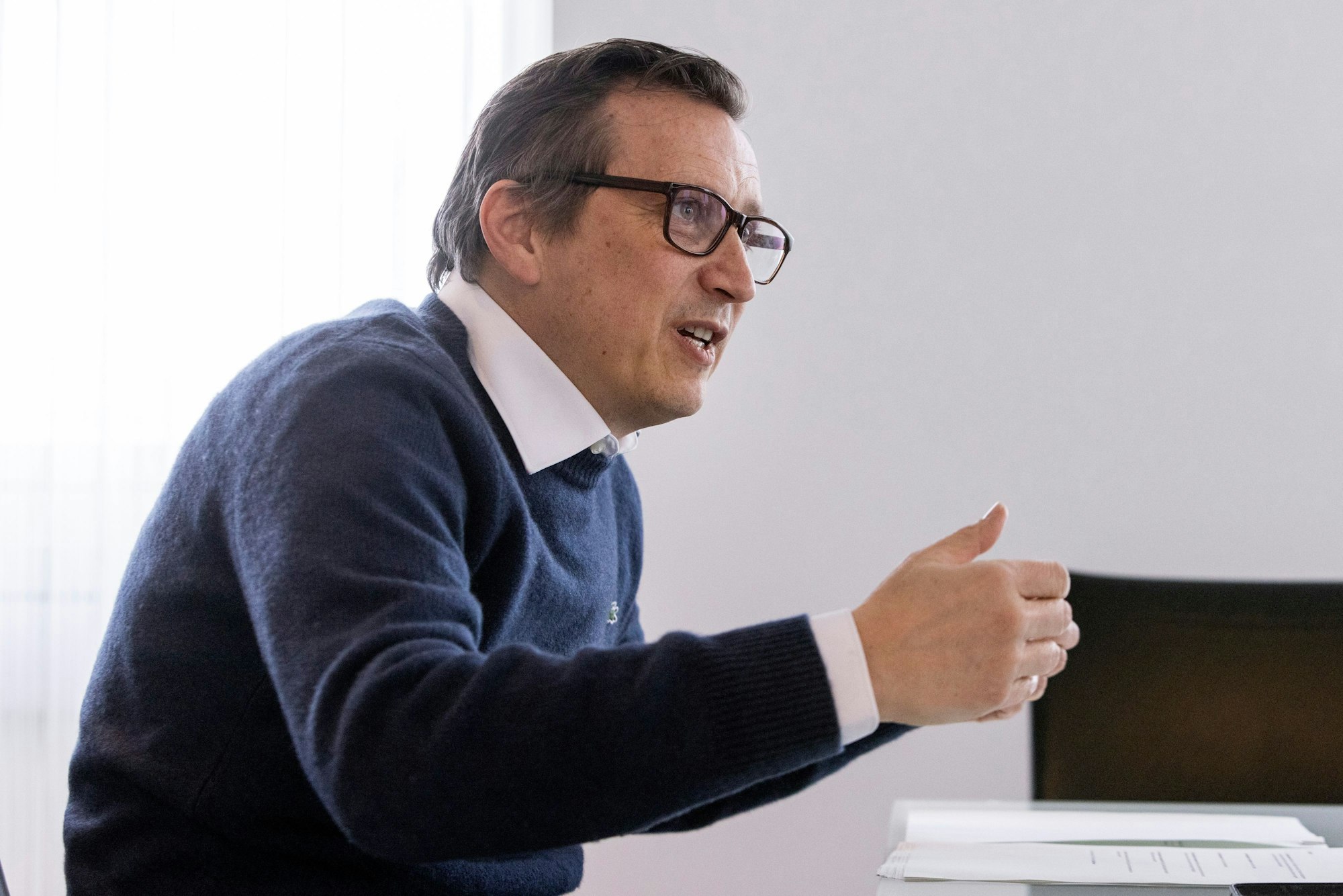 19.01.2023, Köln: Interview mit REWE-Chef Lionel Souque.
Foto: Michael Bause