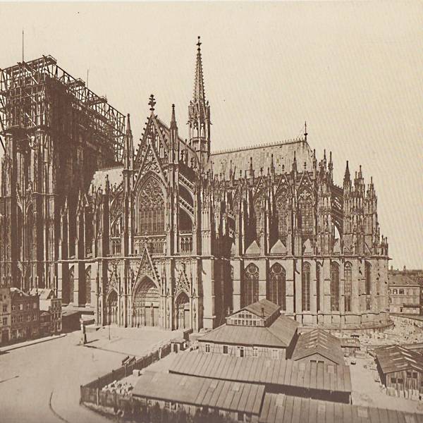 Historisches Foto vom Weiterbau des Kölner Doms