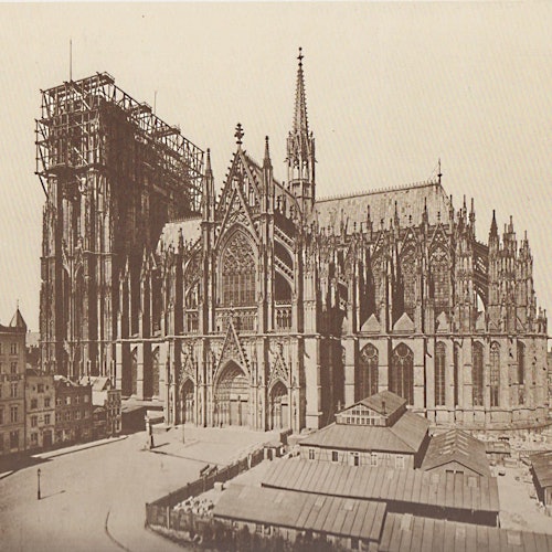 Historisches Foto vom Weiterbau des Kölner Doms