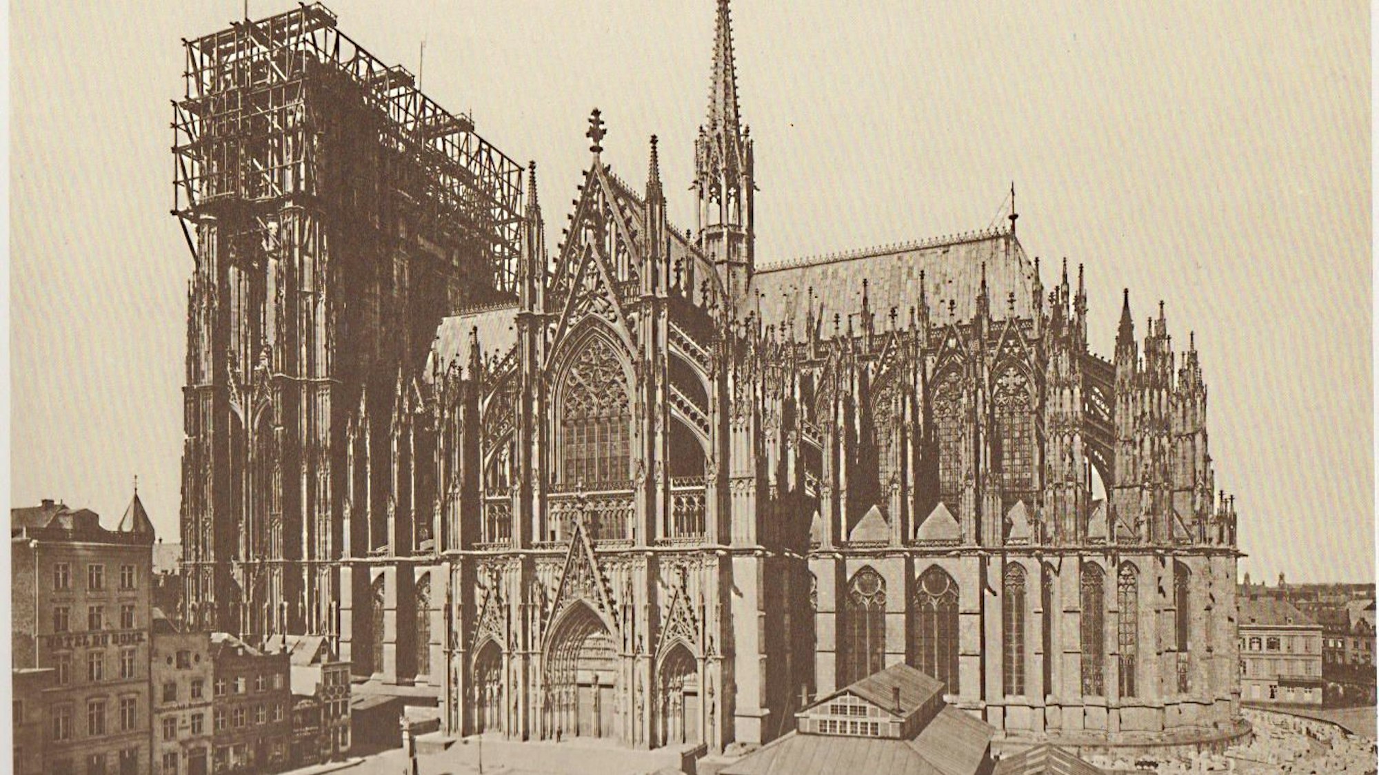 Historisches Foto vom Weiterbau des Kölner Doms