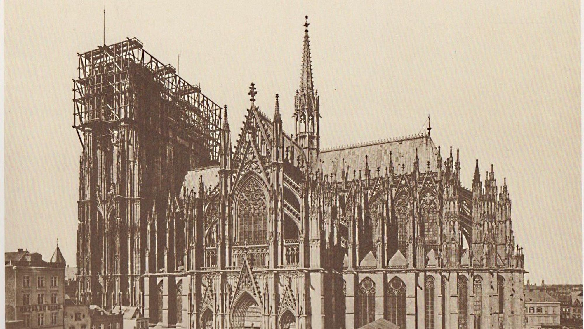 Historisches Foto vom Weiterbau des Kölner Doms