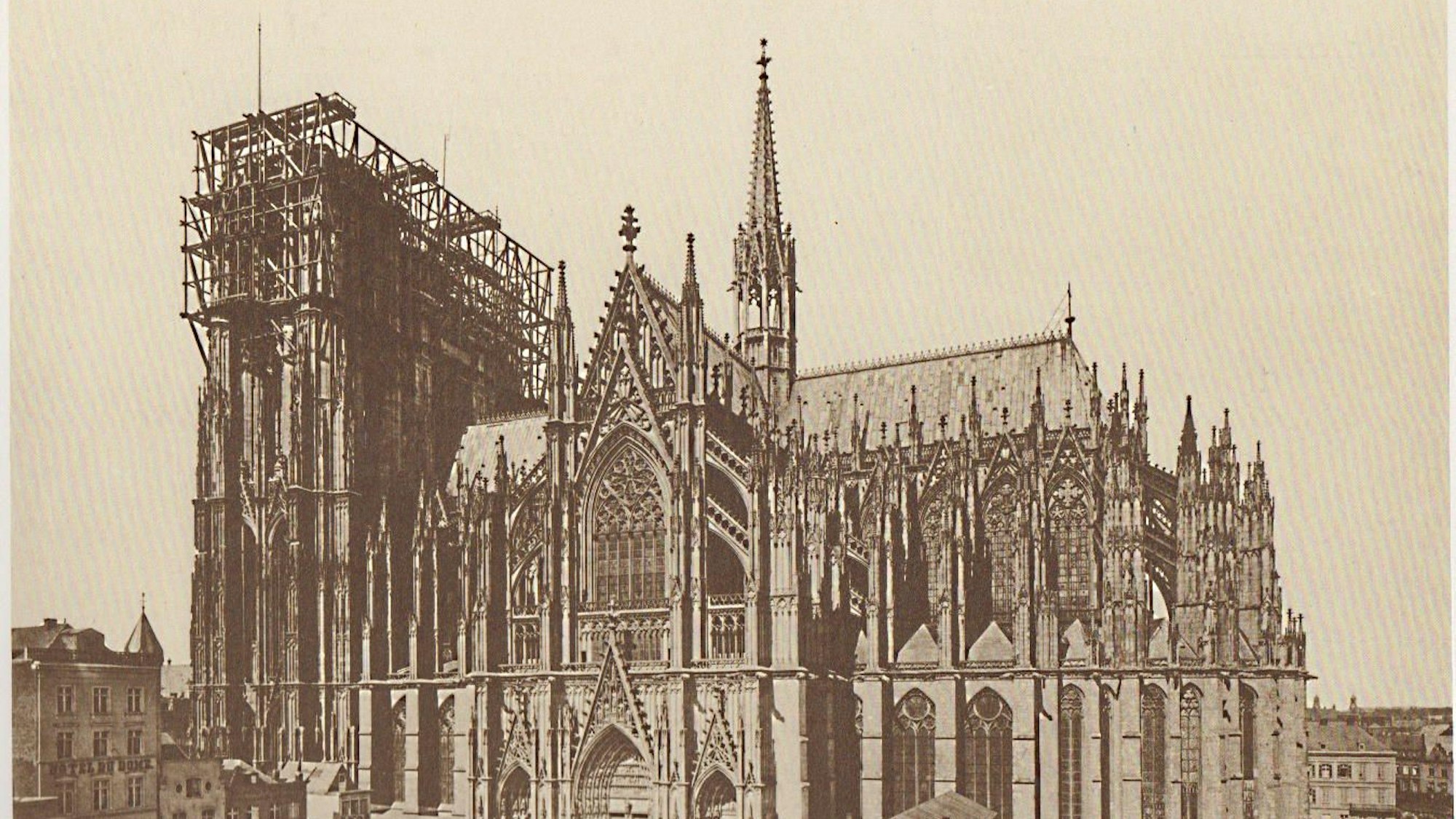 Historisches Foto vom Weiterbau des Kölner Doms