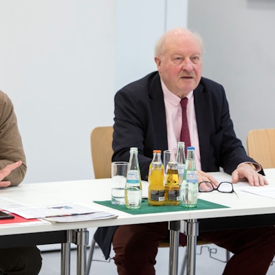 Pressekonferenz des Haus- und Grundbesitzervereins.
Im Bild v.l.n.r. Thomas Tewes und Konrad Adenauer.
