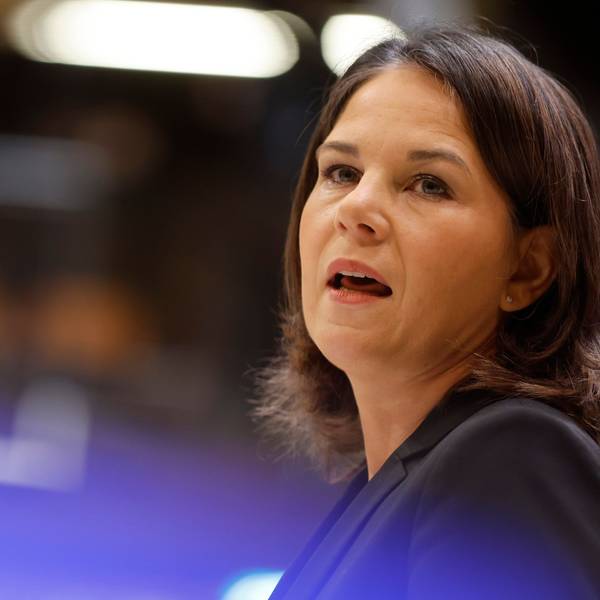 Annalena Baerbock während eines Vortrags in Brüssel