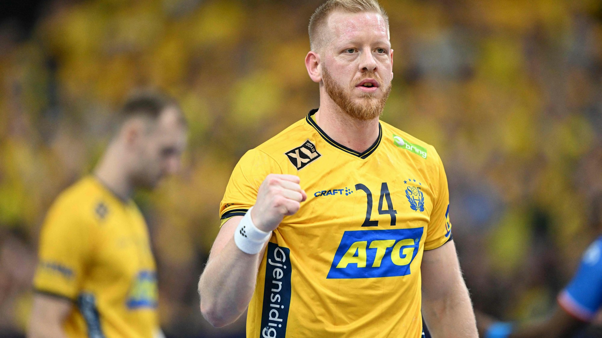 Der schwedische Handballspieler Jim Gottfridsson ballt die Faust.