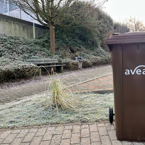 Eine Mülltonne in Leverkusen
