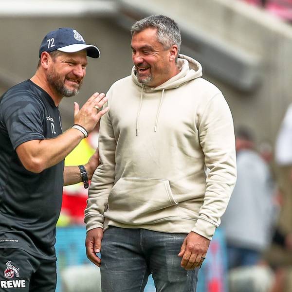 Kölns Trainer Steffen Baumgart (l.) ist mit Schalke-Coach Thomas Reis befreundet.