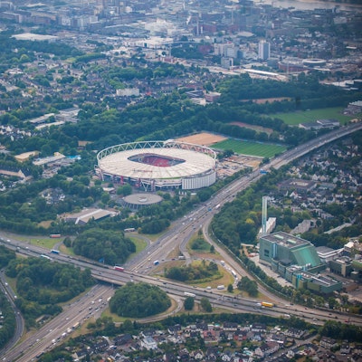Das Autobahnkreuz Leverkusen aus der Luft