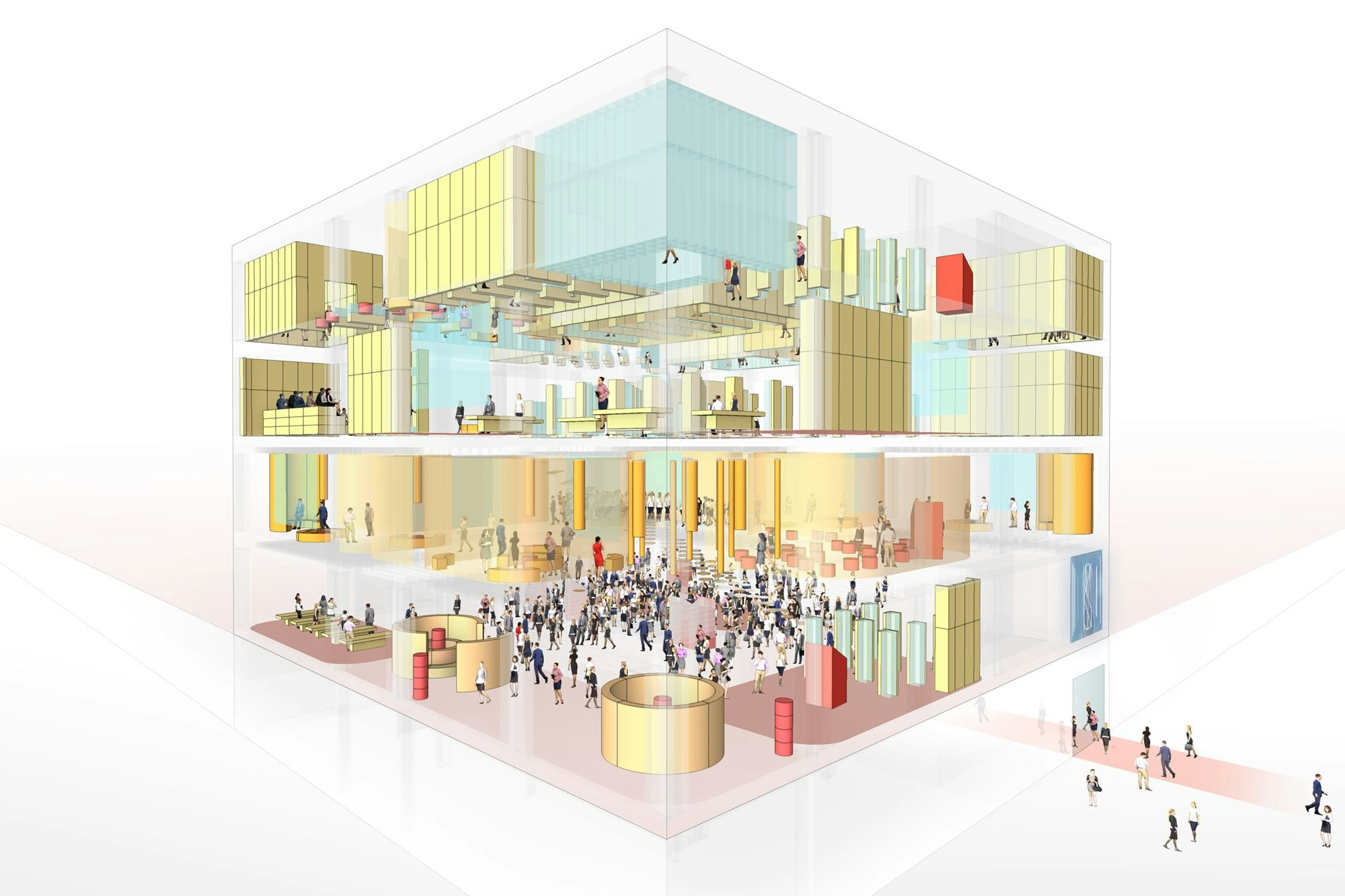 Eine Visualisierung zeigt den vierstöckigen Aufbau des geplanten Stadtmuseums.