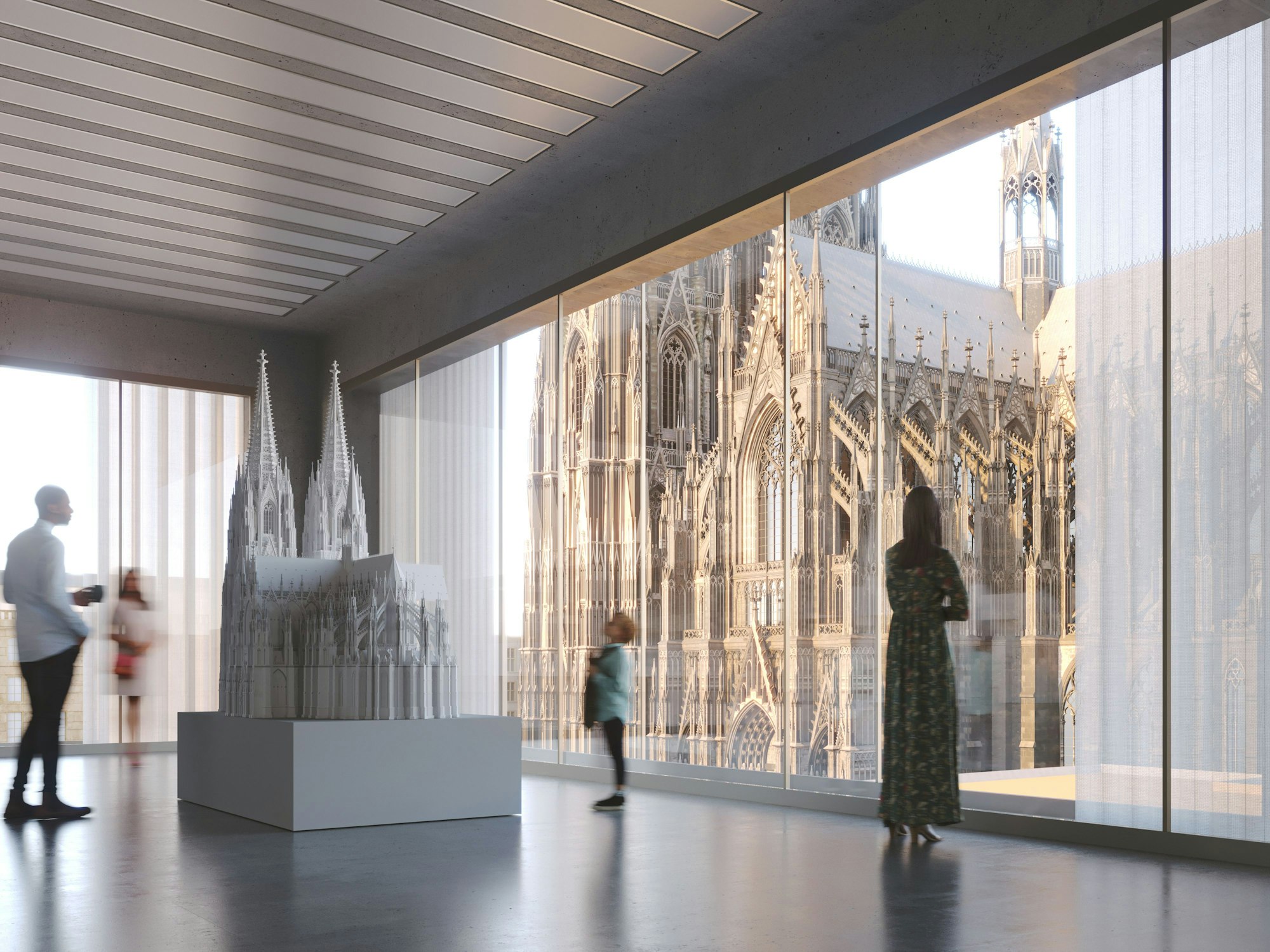 Visualisierung des neuen Stadtmuseums mit Domblick von innen