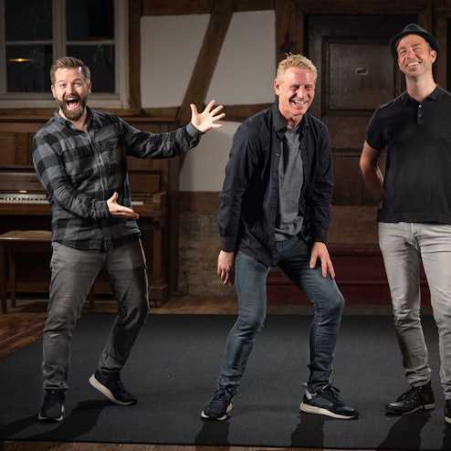 Das Trio Lossjonn macht Spökes vor der Kamera.