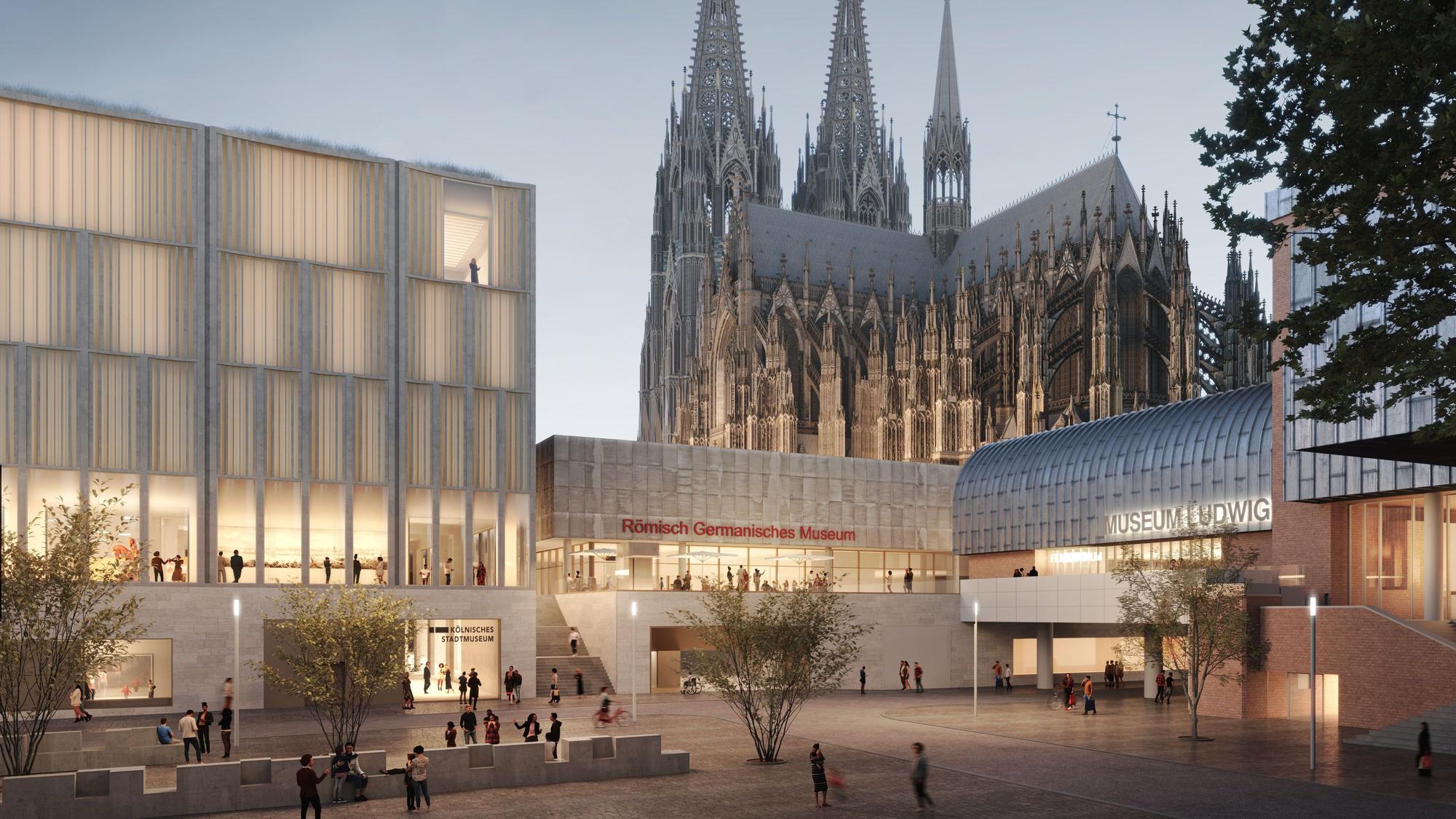 Das Bild zeigt Gebäude am Kölner Dom.