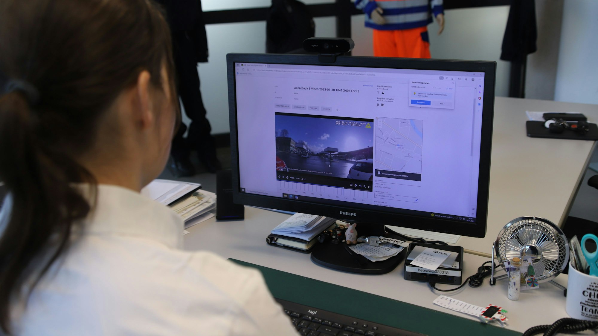 Blick auf Computer vom Ordnungsamt mit Bodycam-Material.