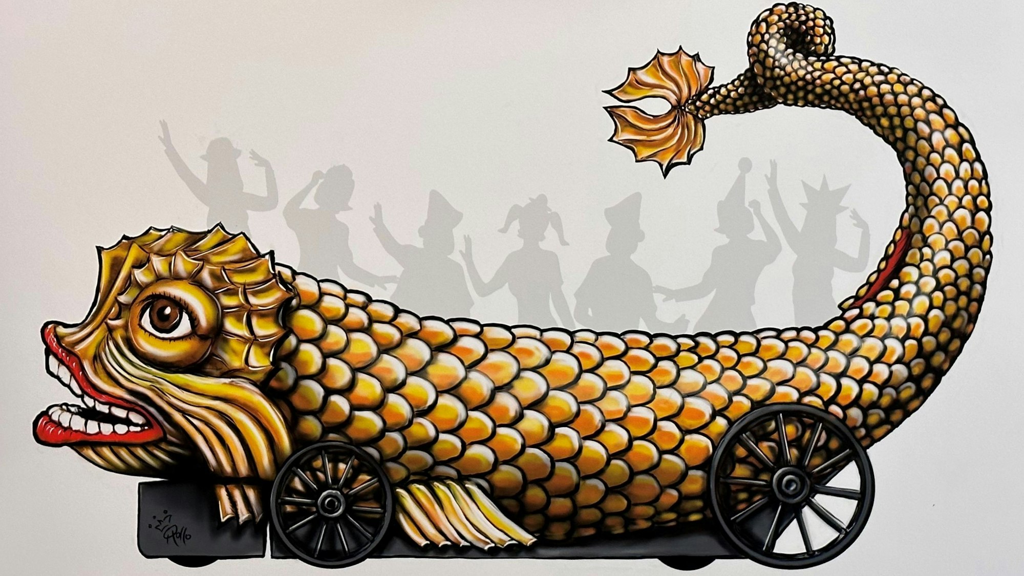 02.02.2023, Köln: Rosemmontagszug 2023, Zugleiter Holger Kirsch und einige Motive von Persiflagewagen Foto: Stefan Worring