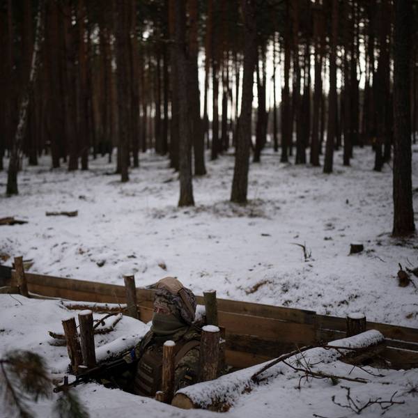 Ein ukrainischer Soldat steht in einer Stellung nahe der Grenze zu Belarus (Symbolbild)