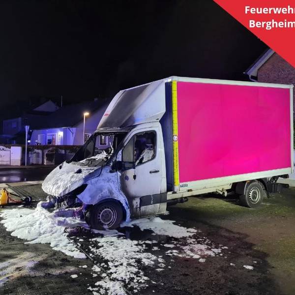 Das Foto zeigt den ausgebrannten Kleintransporter.
