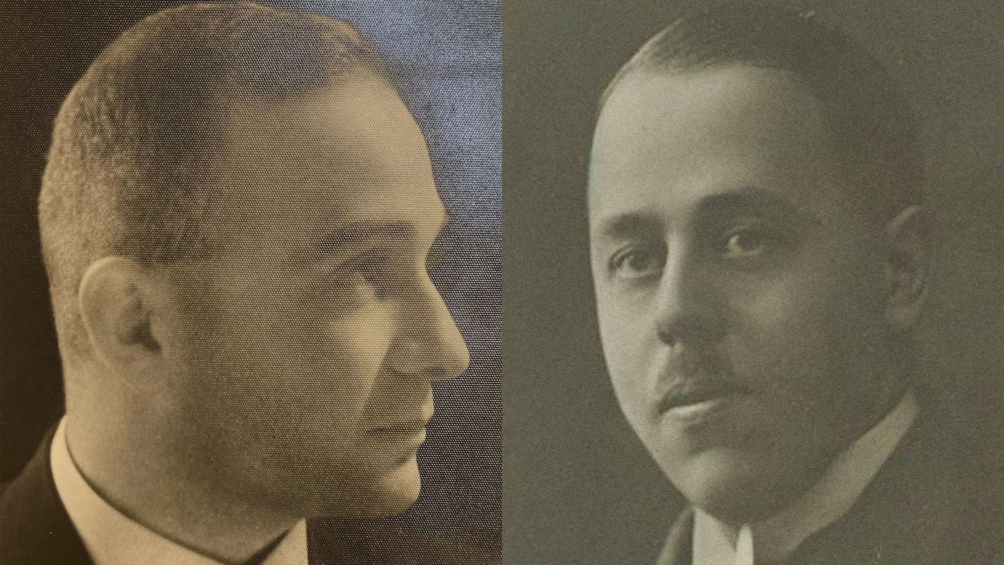 Der Mörder und sein Opfer: Die Porträtfotos zeigen Hannes Miebach und den rheinischen Separatisten Josef Smeets.
