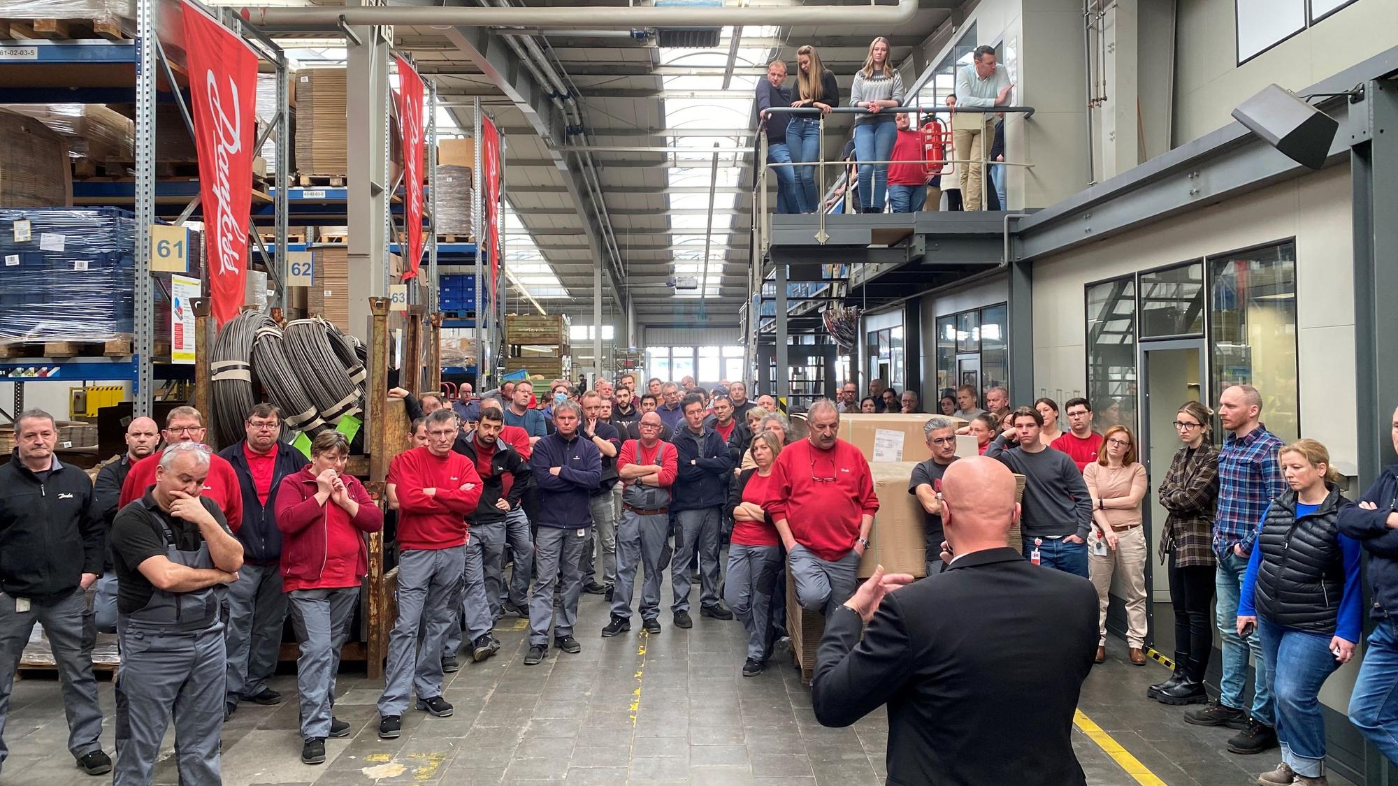 Betriebsversammlung bei Danfoss in Lohmar.