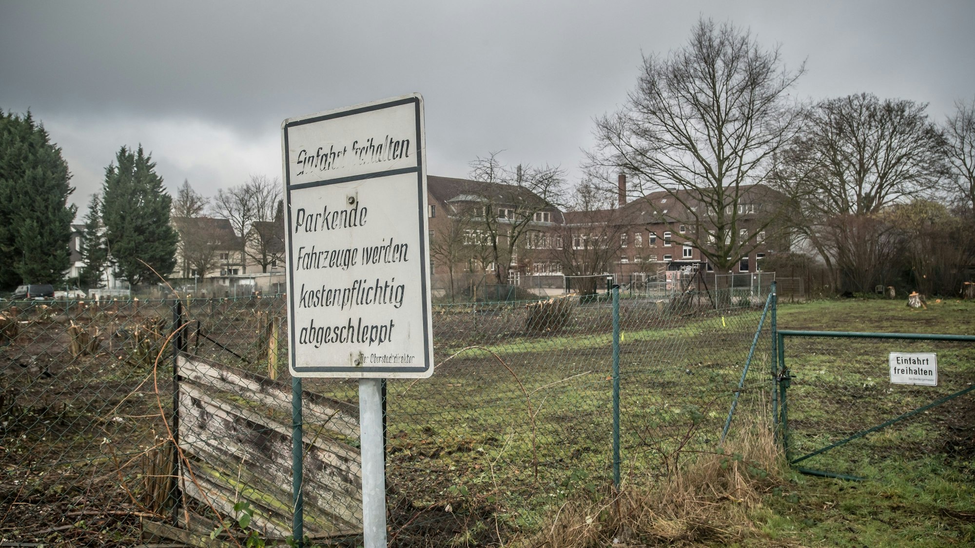 Der ehemalige Schulgarten und andere Grundstücke zwischen Reuterstraße, Mülheimer Straße und Johannes-Dott-Straße sind gerodet.