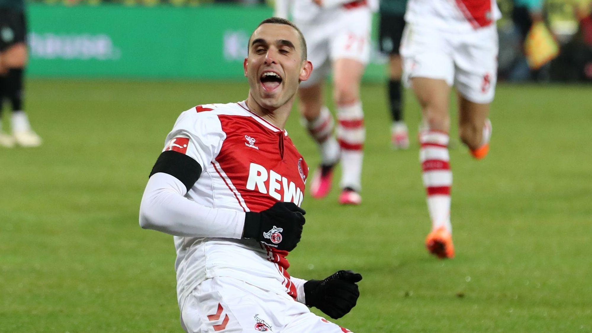 Ellyes Skhiri jubelt nach seinem Treffer gegen Werder Bremen.