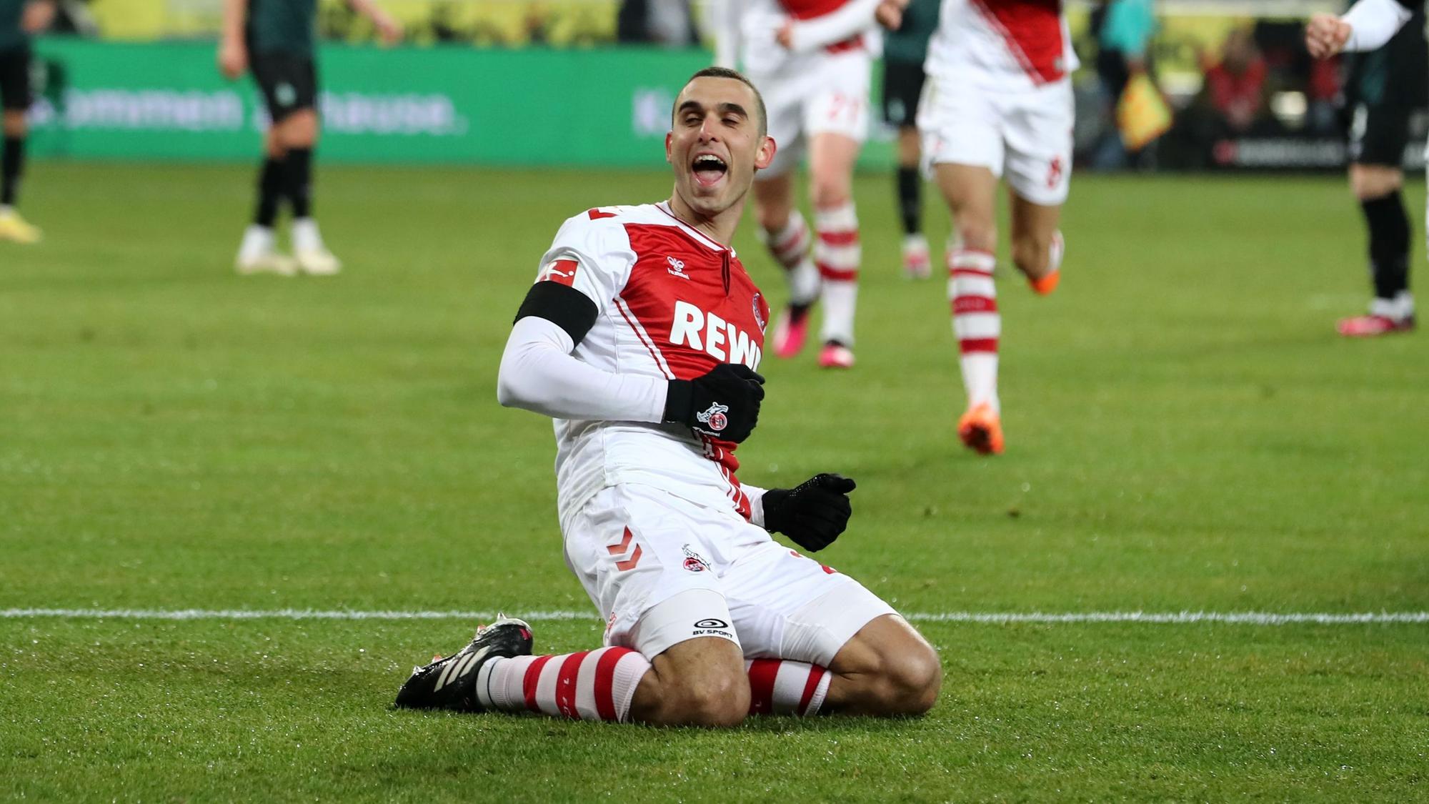1.FC Köln vs. Werder Bremen, 16. Spieltag, 21.01.2023, 18.30 Uhr, Jubel nach dem Tor zum 6:1 durch Ellyes Skhiri (1. FC Köln), Bild: Herbert Bucco
