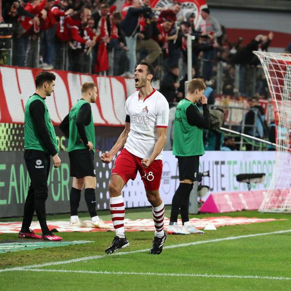 1.FC Köln vs. Eintracht Frankfurt, 20. Spieltag, 12.02.2023, 17.30 Uhr, Jubel 2:.0 durch Ellyes Skhiri (1. FC Köln), Bild: Herbert Bucco