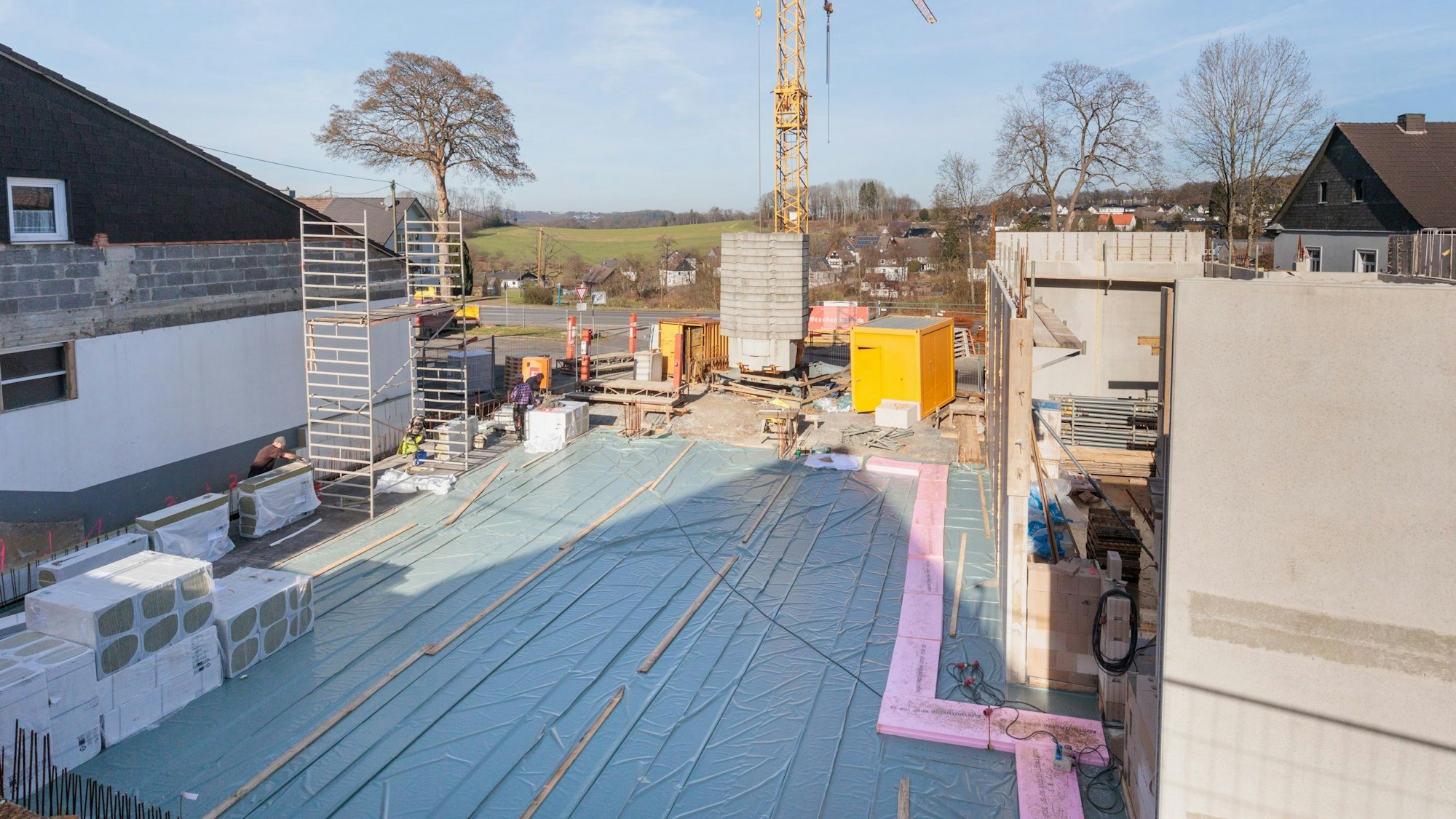 Die Baustelle in Kalsbach neben dem bestehenden Gerätehaus.