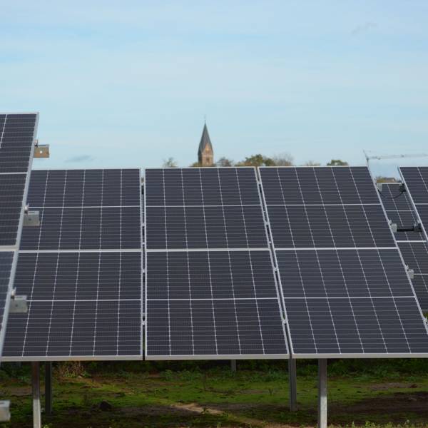 Es sind mehrere Solarpaneele zu sehen.