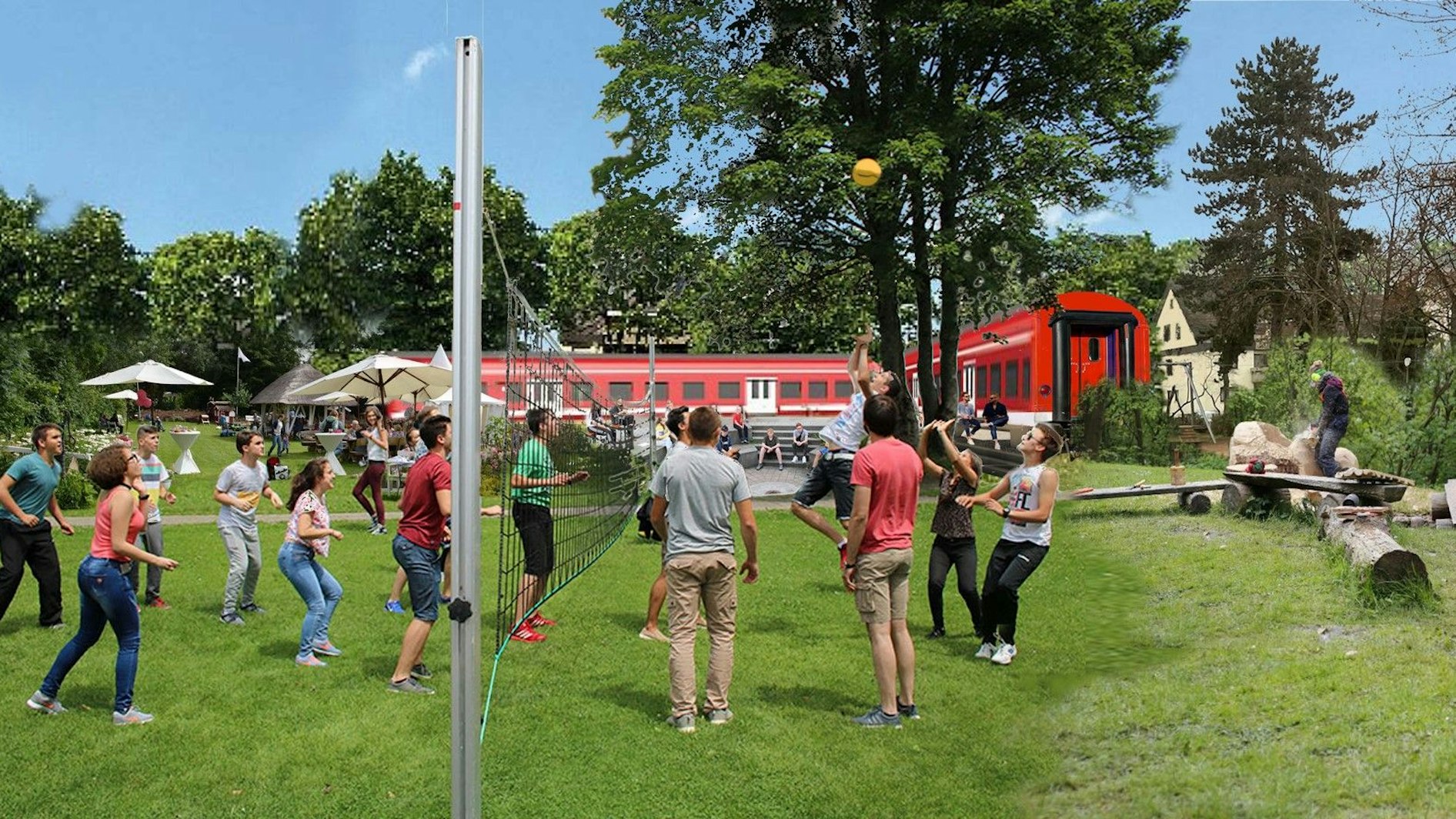In einer Visualisierung hatte die Stadt gezeigt, wie das Jugendzentrum Bahnhof Brückberg aussehen könnte.