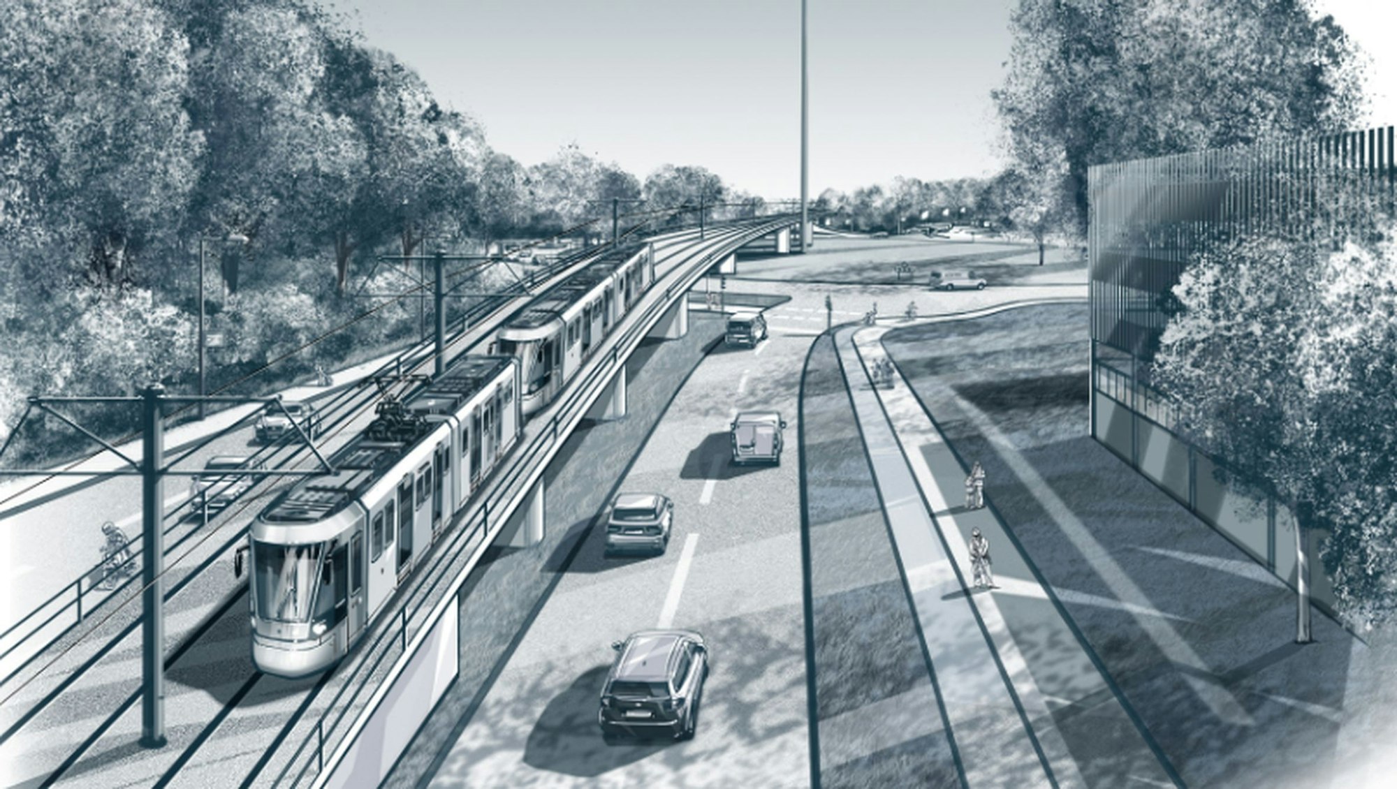 Eine Visualisierung zeigt die Vorzugslinienführung am Verteilerkreis