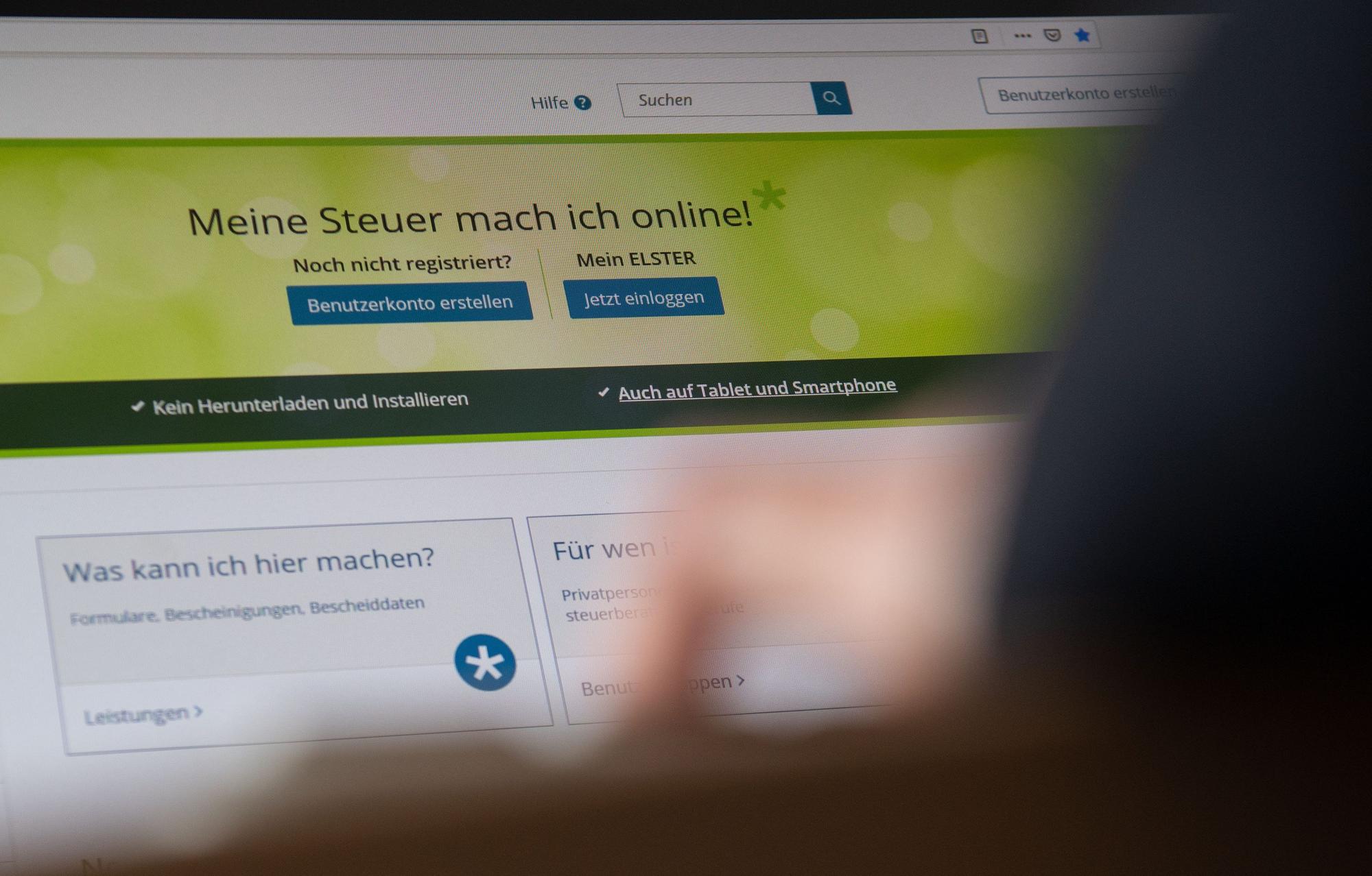 Bildschirm mit der Seite des Steuerportals Elster