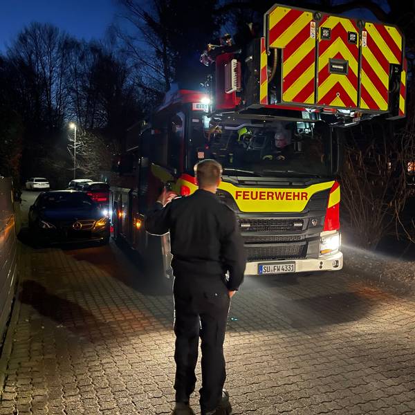 Kontrollfahrt mit dem Eitorfer Ordnungsamt und der Drehleiter der Feuerwehr.