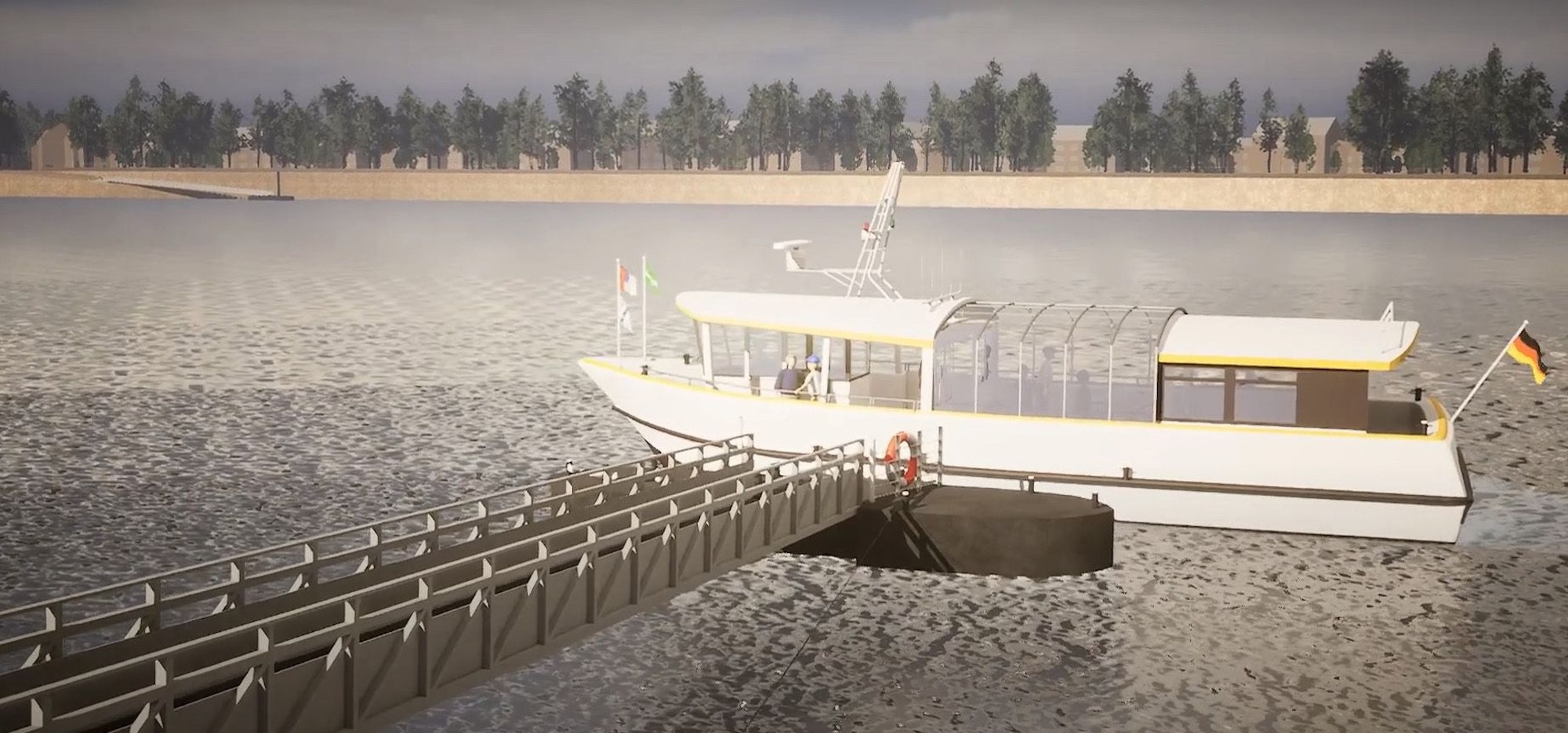 Eine Visualisierung der Rheinfähre, so soll sie einmal aussehen.