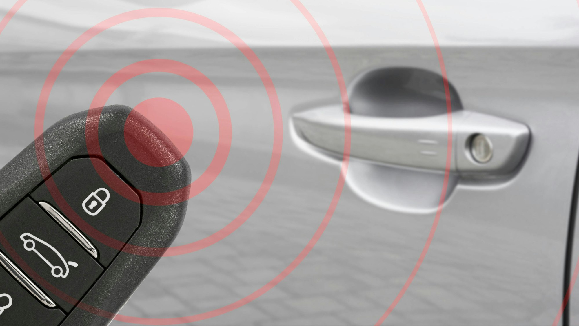 Das Foto zeigt eine schlüssellose Fernbedienung zum Öffnen und Schließen von Autotüren. Möglicherweise hat der Autodieb in Kerpen das Signal geortet und so den BMW geöffnet.