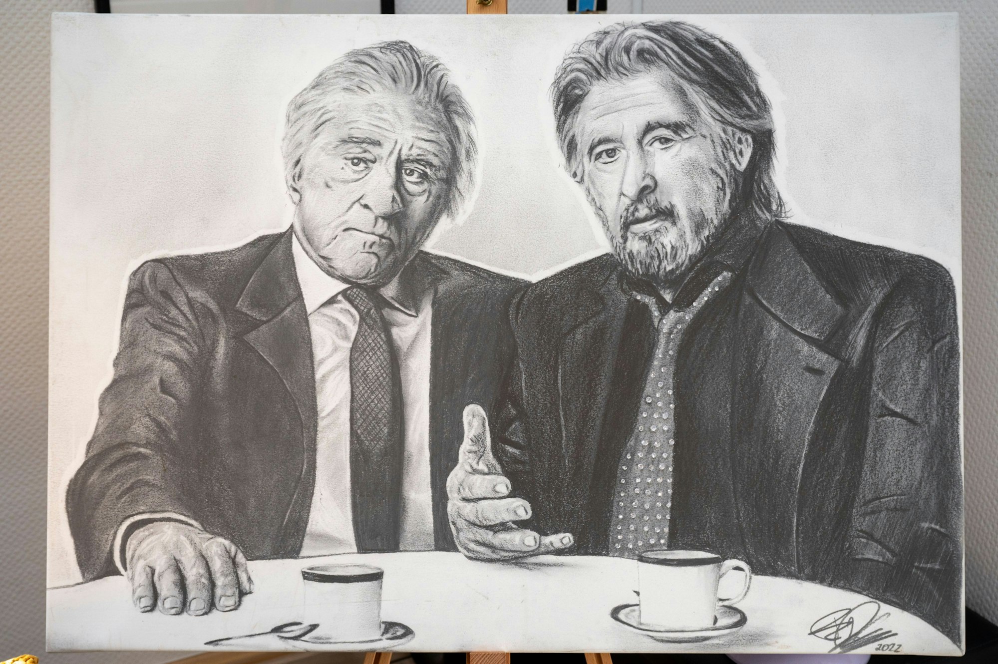 Eine Zeichnung von Al Pacino und Robert De Niro.