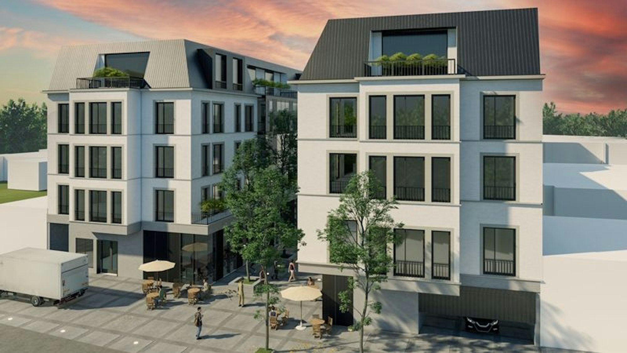 Abbildung des Projekts: zwei moderne Häuser.