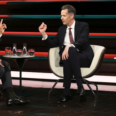 Markus Lanz im Streitgespräch mit Christian Dürr in der Donnerstagabendausgabe vom ZDF-Talk „Markus Lanz“.