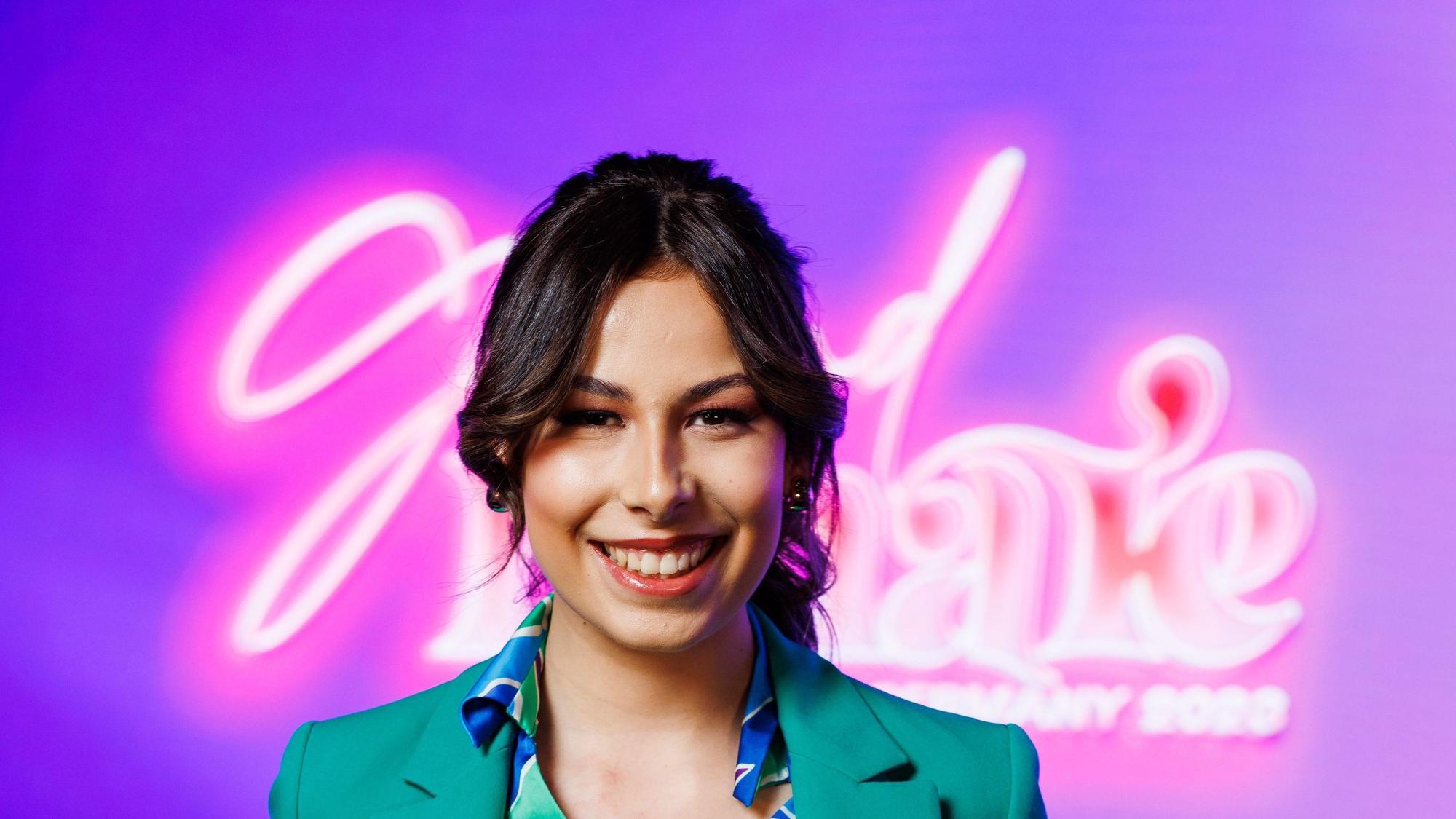 Saskia von Bargen während eines Fototermins der Final-Teilnehmerinnen des „Miss Germany“-Wettbewerbs.