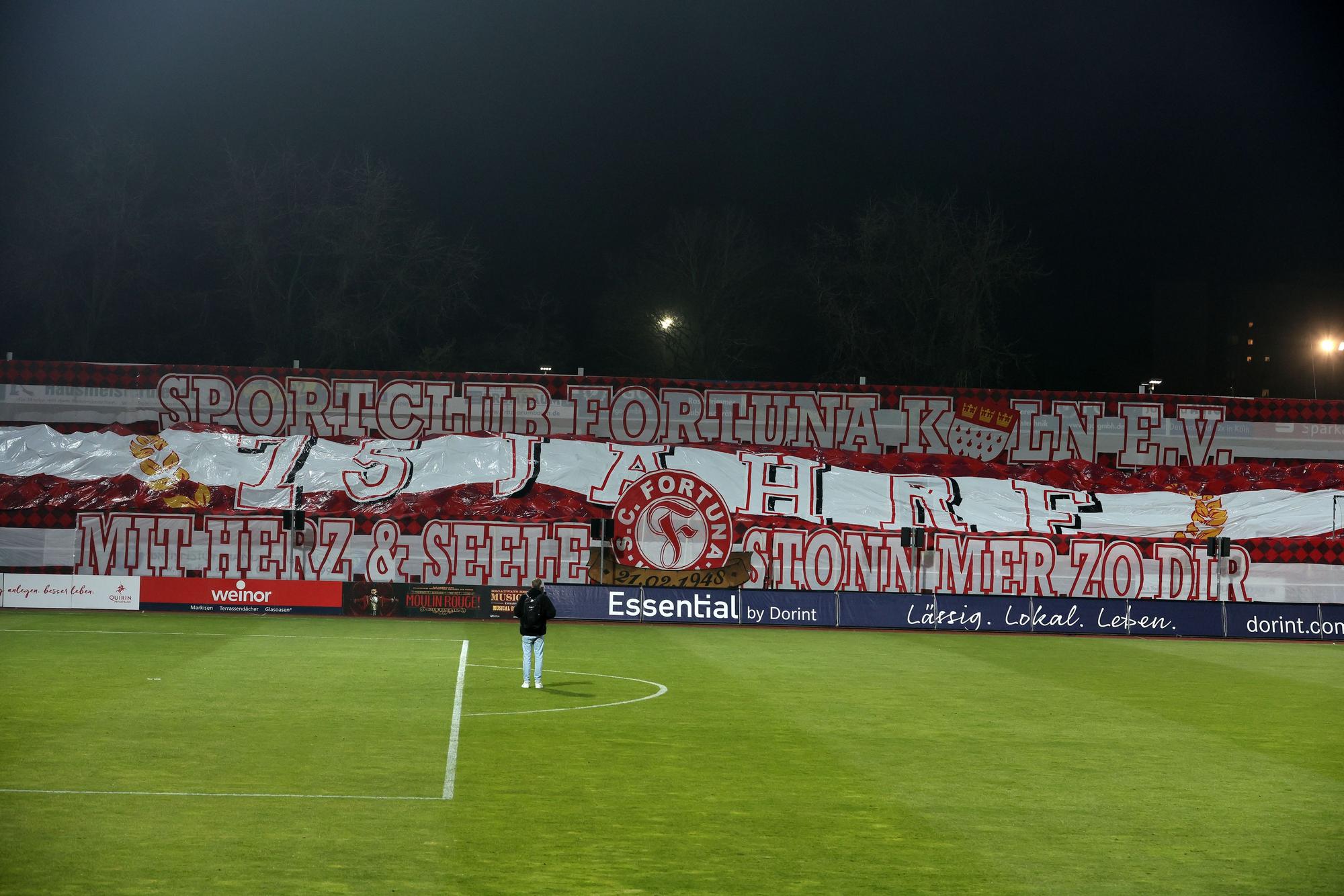 SC Fortuna Köln vs. 1. FC Bocholt, 4.Liga,
Choreo (Fortuna), 03.03.2023, Bild: Herbert Bucco