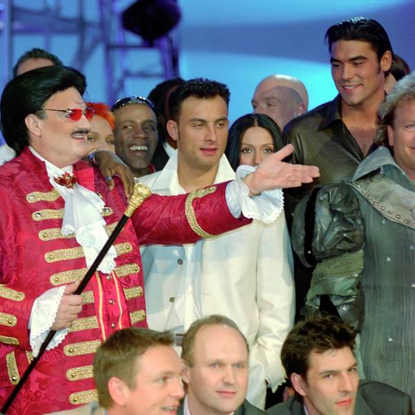 Schlagerstar Michelle, Rudolph Moshammer und Zlatko posieren.