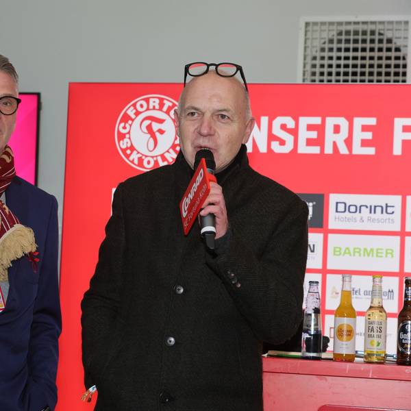 SC Fortuna Köln vs. 1. FC Bocholt, 4.Liga, von links: Fortuna-Präsident Hanns-Jörg Westendorf
DFB-Präsident Bernd Neuendorf, 03.03.2023, Bild: Herbert Bucco