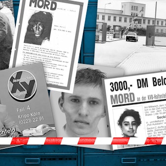 Eine Collage zeigt Motive zu mehreren Cold Cases, an denen die Kölner Polizei arbeitet.