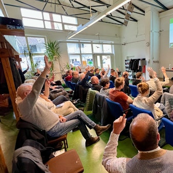 Die Partei Bündnis 90/Die Grünen bei einer Mitgliederversammlung in Leverkusen.