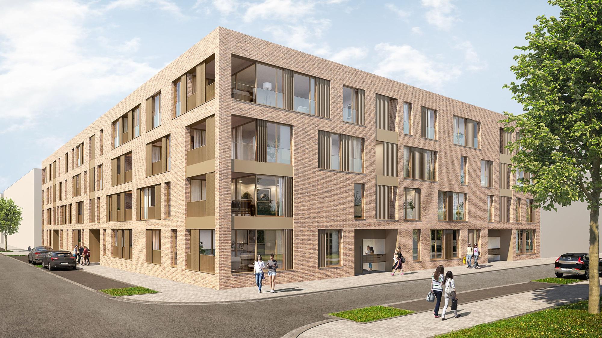Eine Visualisierung des neuen Mehrfamilienhauses.