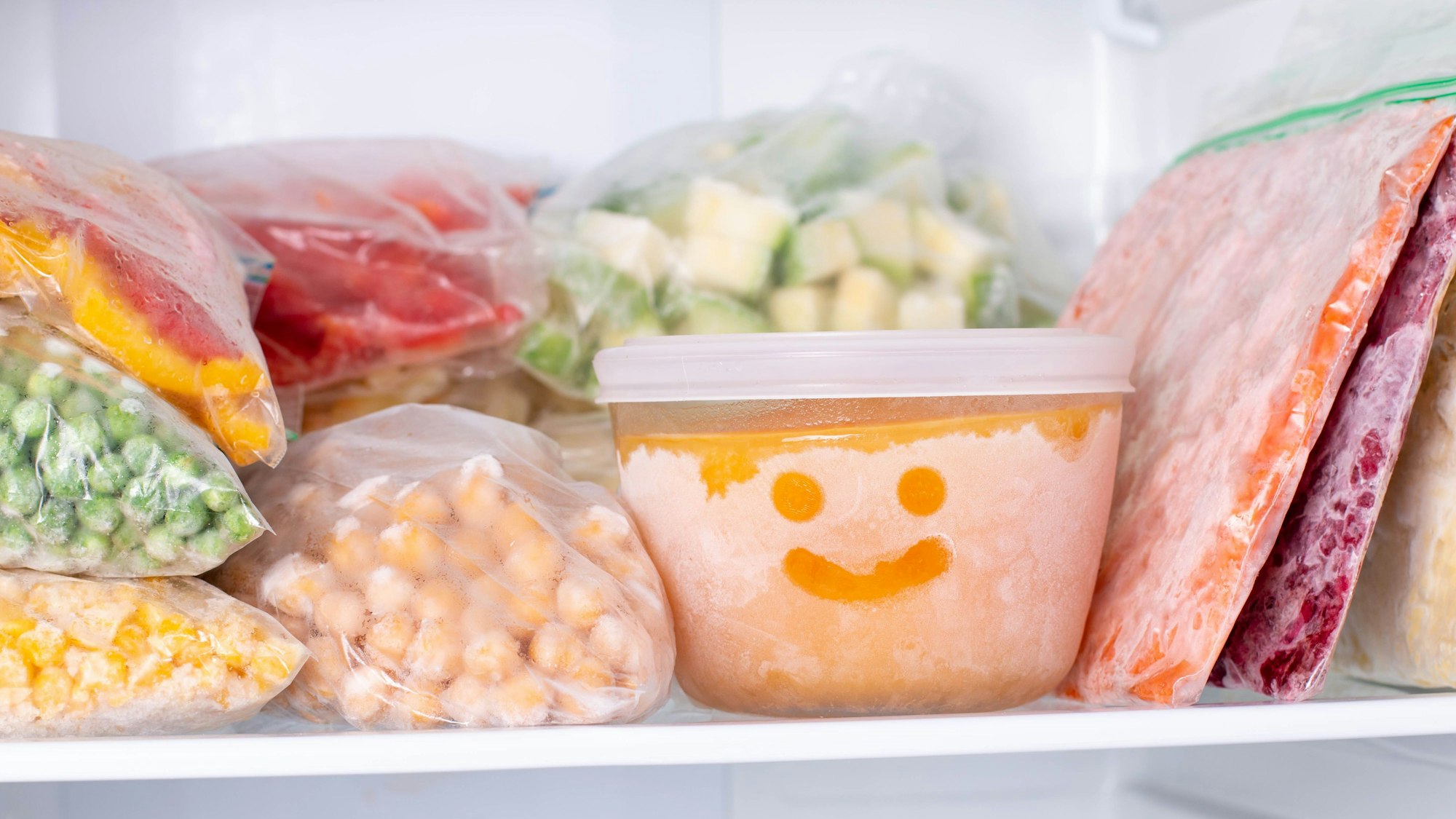 gefrorenes Essen im Gefrierfach