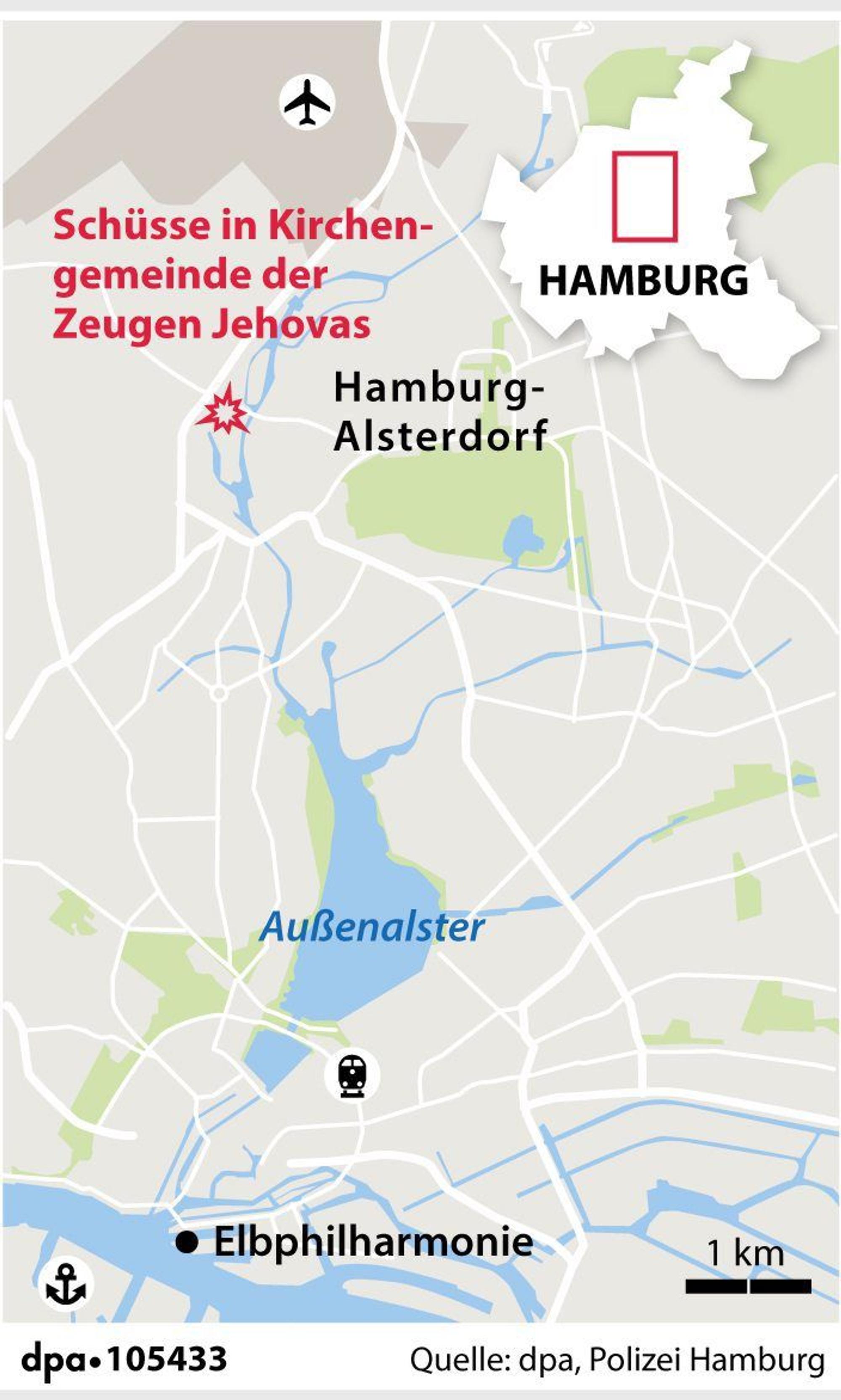 Die Grafik zeigt den Ort, an dem sich die Tragödie in Hamburg ereignete.
