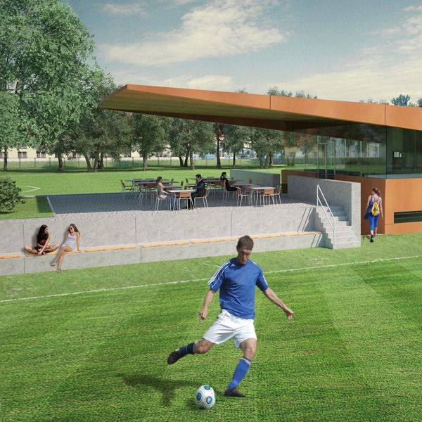 Der vorläufige Plan zum Vereinsheim des SC Rondorf wird derzeit überarbeitet.