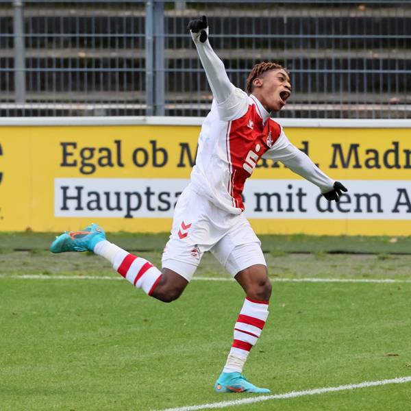 1.FC Köln U19 vs. Preußen Münster U19, A Junioren Bundesliga West, Jubel nach dem Siegtreffer zum 1:0: Justin Diehl (1.FC Köln),4.12.2022, Bild: Herbert Bucco