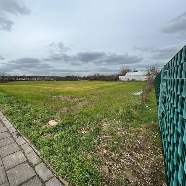 Auf einem Feld an der Straße sollen Wohnungen gebaut werden.